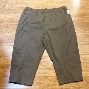 NWT! Old Navy Brown Pull On Elastic Waist Cropped Pants Pockets. Size Women's 3X
